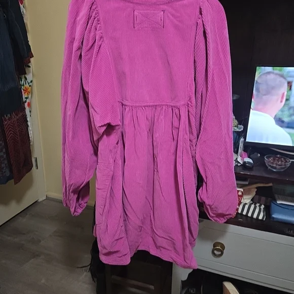 We The Free Corduroy Button-Front Tunic in Bright Pink - Picture 4 of 6